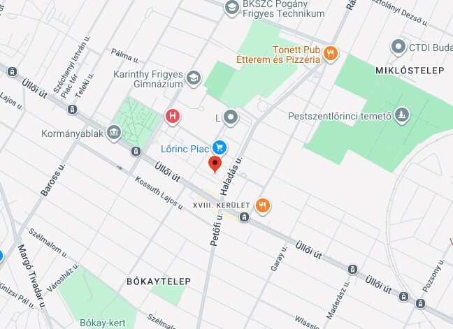 A vérvételi labor helye a térképen — 1183 Budapest, Balassa Bálint u. 2-10.